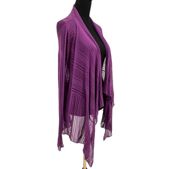New Eileen‎ Fisher Draped Front Cardigan Cotton Purple Lilac  Small - Picture 3 of 6